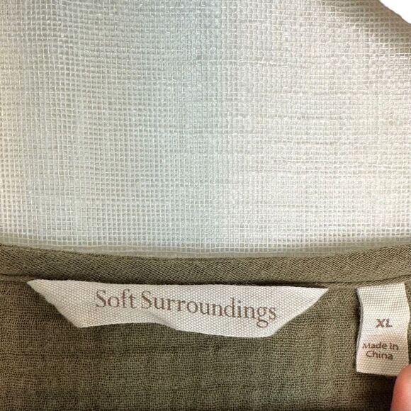 Soft Surroundings Women’s Green Gauzy Cotton Tunic Top Size XL Boho Lagenlook - Picture 5 of 9